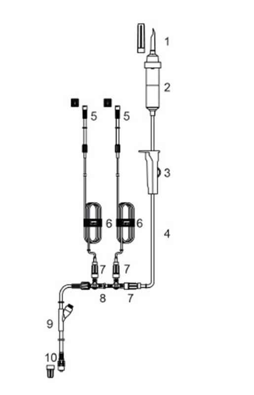 TIVA 2 infusionsaggregat green line, 175cm inj mem PVC-fri