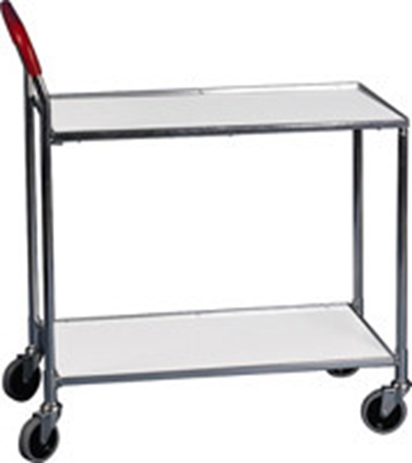 Bordsvagn vita hyllplan, förzinkad 76x43 2 hyllor - Konga Mekani