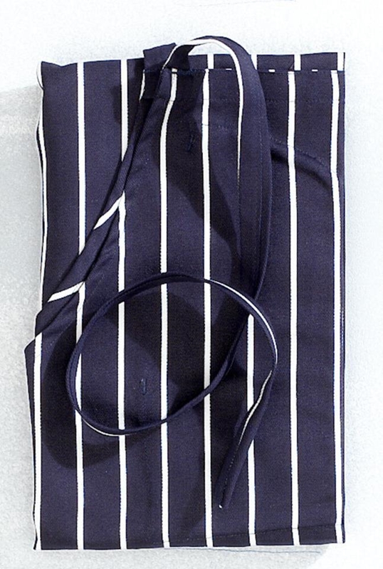 Förkläde, marin/vit randigt 100% bom - Segers