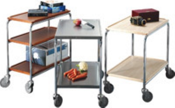 Rullbord, rostfri 80x52cm 2 hyllor - Hallin