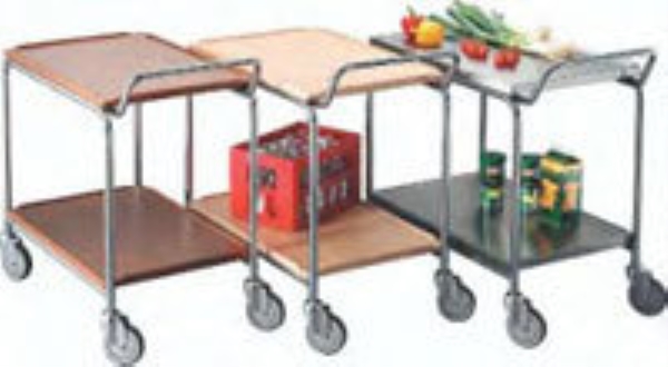 Bordsvagn, rostfri 100x65cm 2 hyllor - Hallin