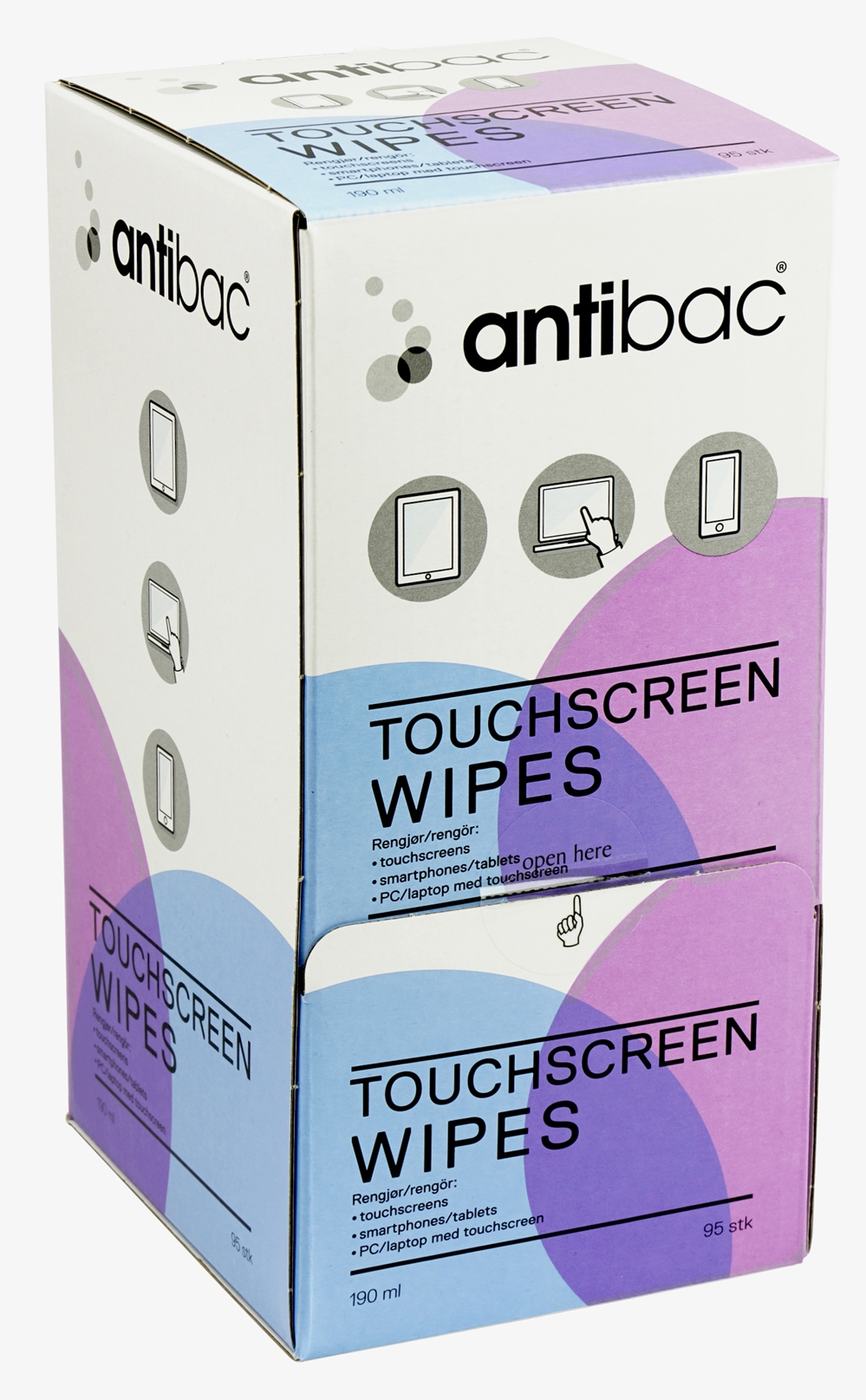 Rengöringsservett Antibac - Till touchscreen 17x19cm - 95 st