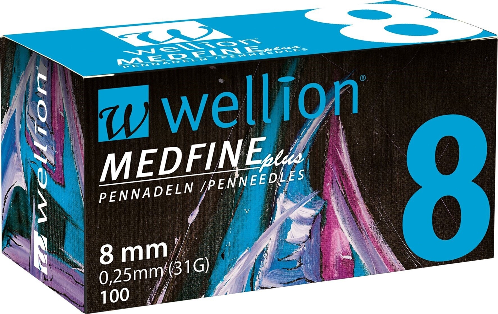 Pennkanyl Wellion Medfine plus - 31 G (0,25mm) x 8mm ljusblå - 100 st
