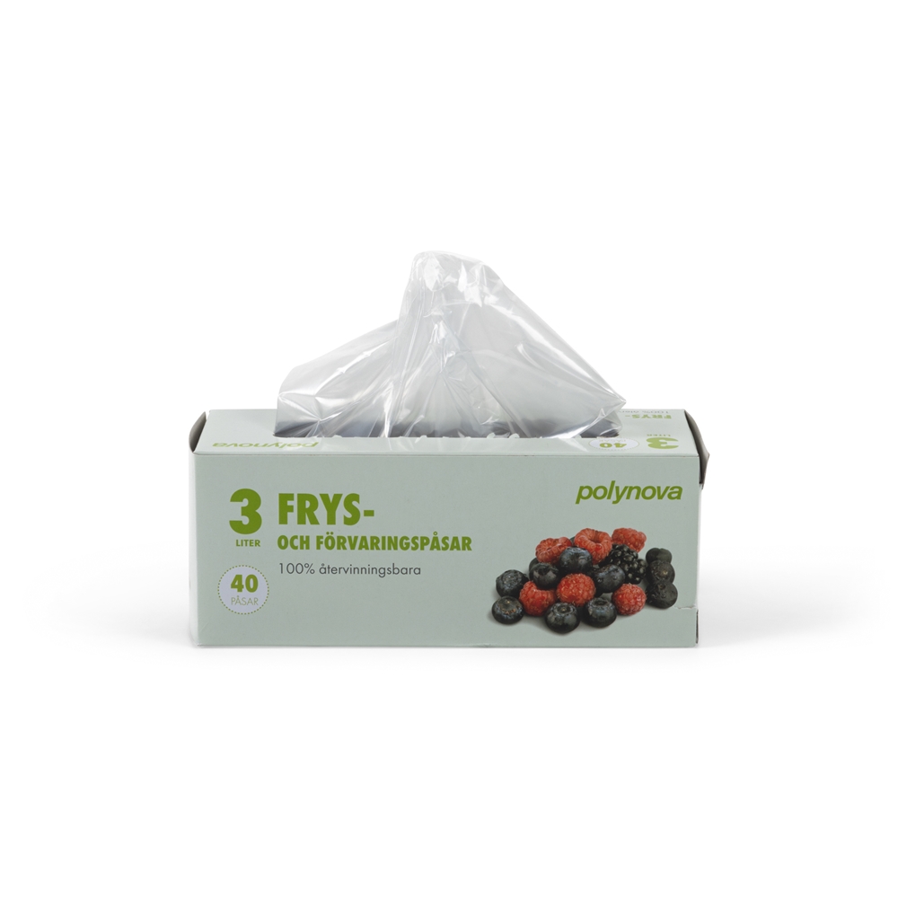 Plastpåse frys LLD, 3L 220x380mm 22my i dispenser - 2