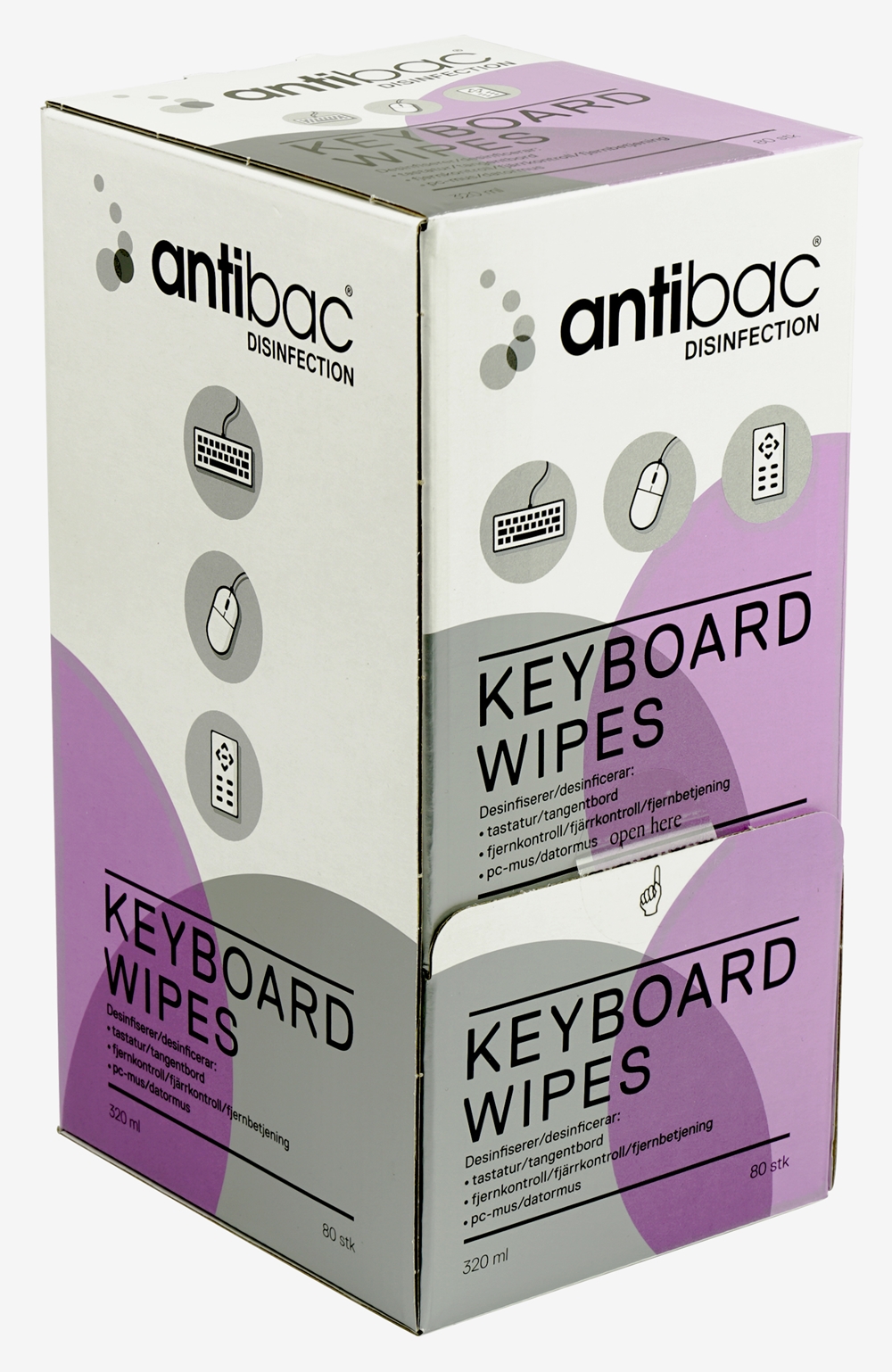 Ytdesinfektion servett Antibac  - t keyboard  14x20cm, stförp. - 80 st/förp.