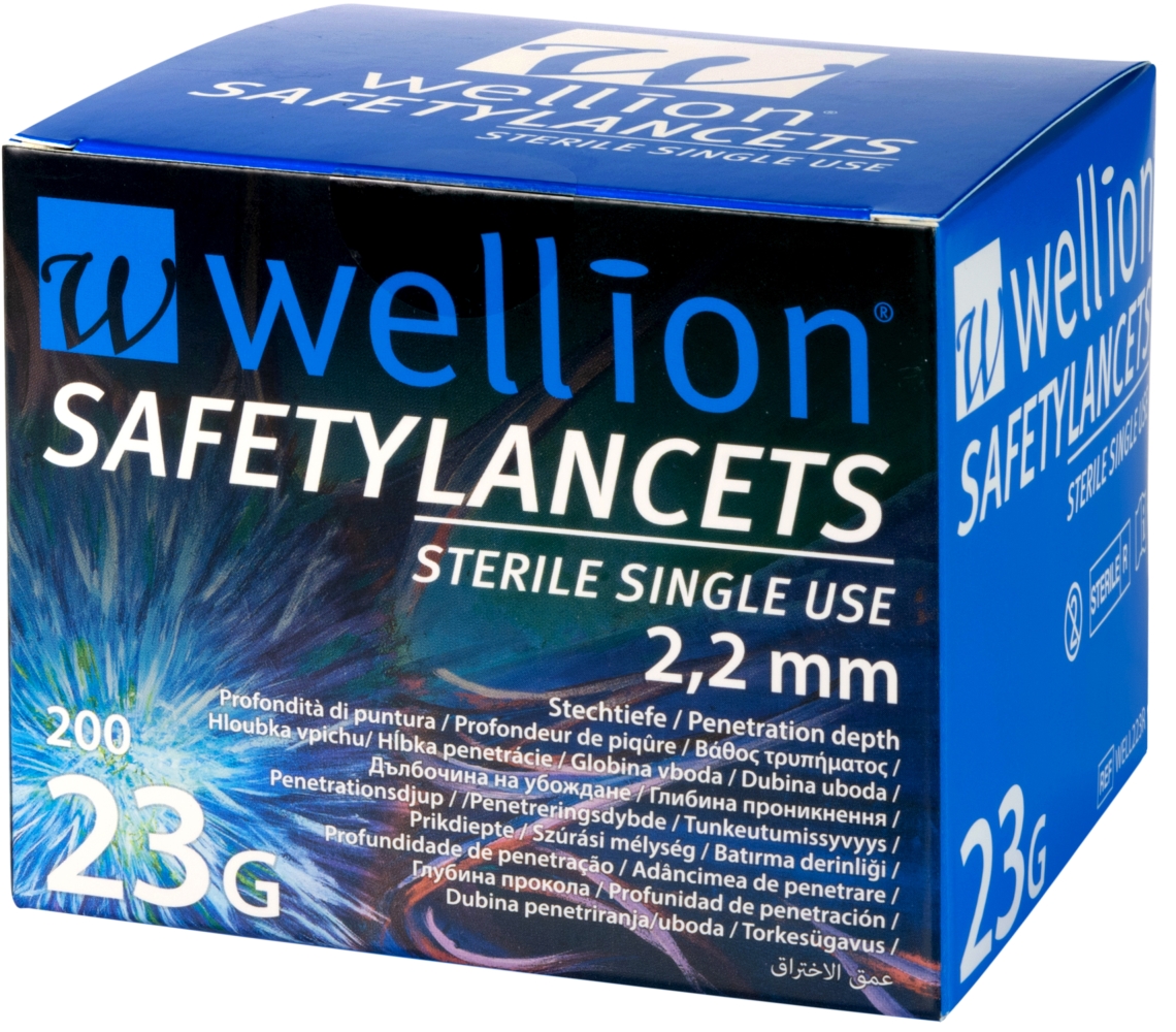 Lansett Wellion Safetylancets - 23G (0,60mm) x 2,2mm Säkerhet  - 200 st