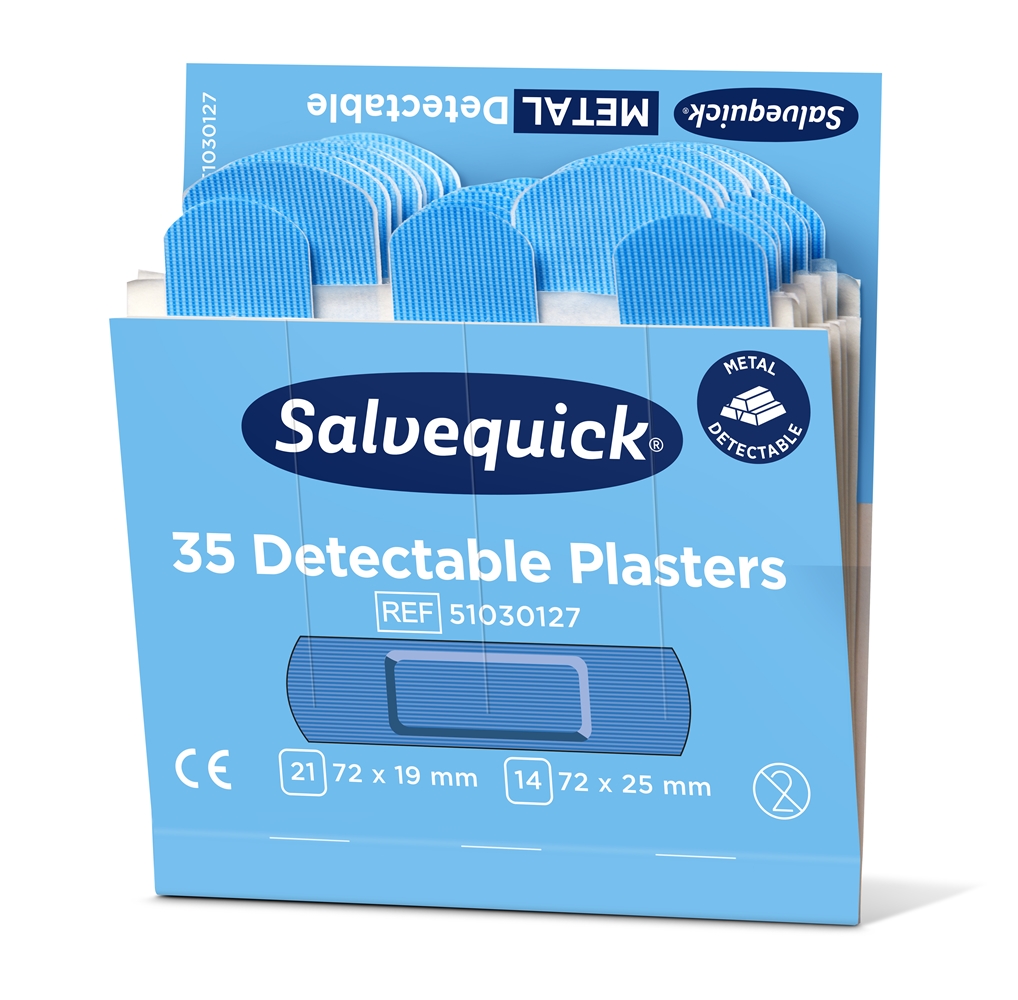 Plåster Salvequick refill - 35 Detectable blå - 210 st/förp.