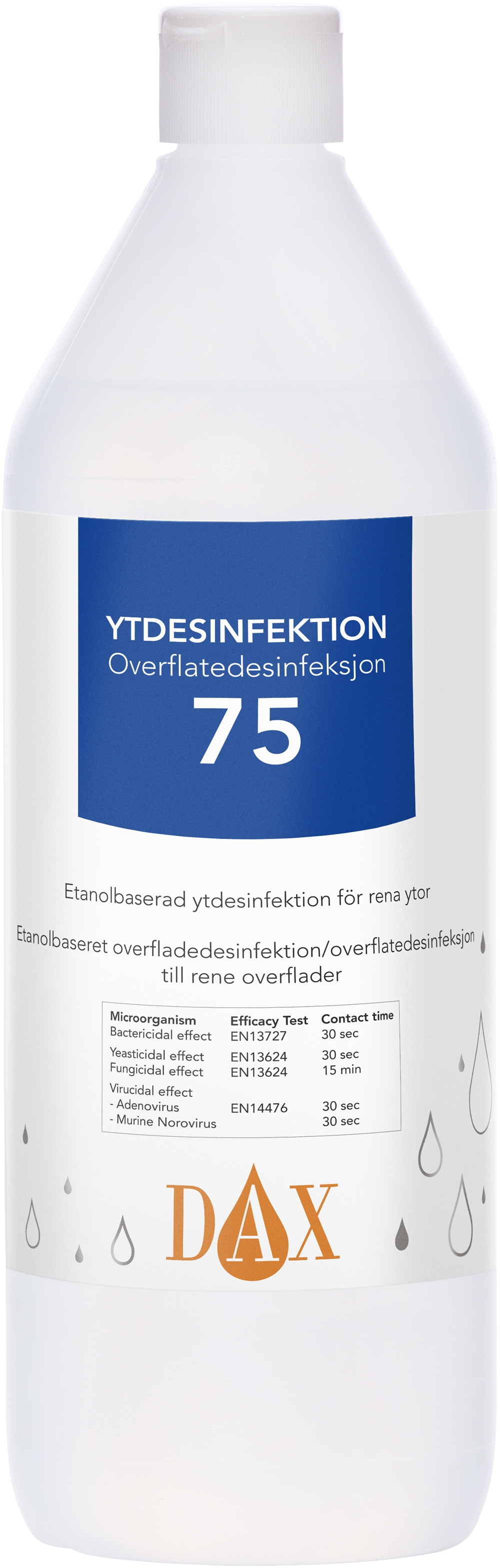 Ytdesinfektion DAX 75 etanol - 1000ml för rena ytor