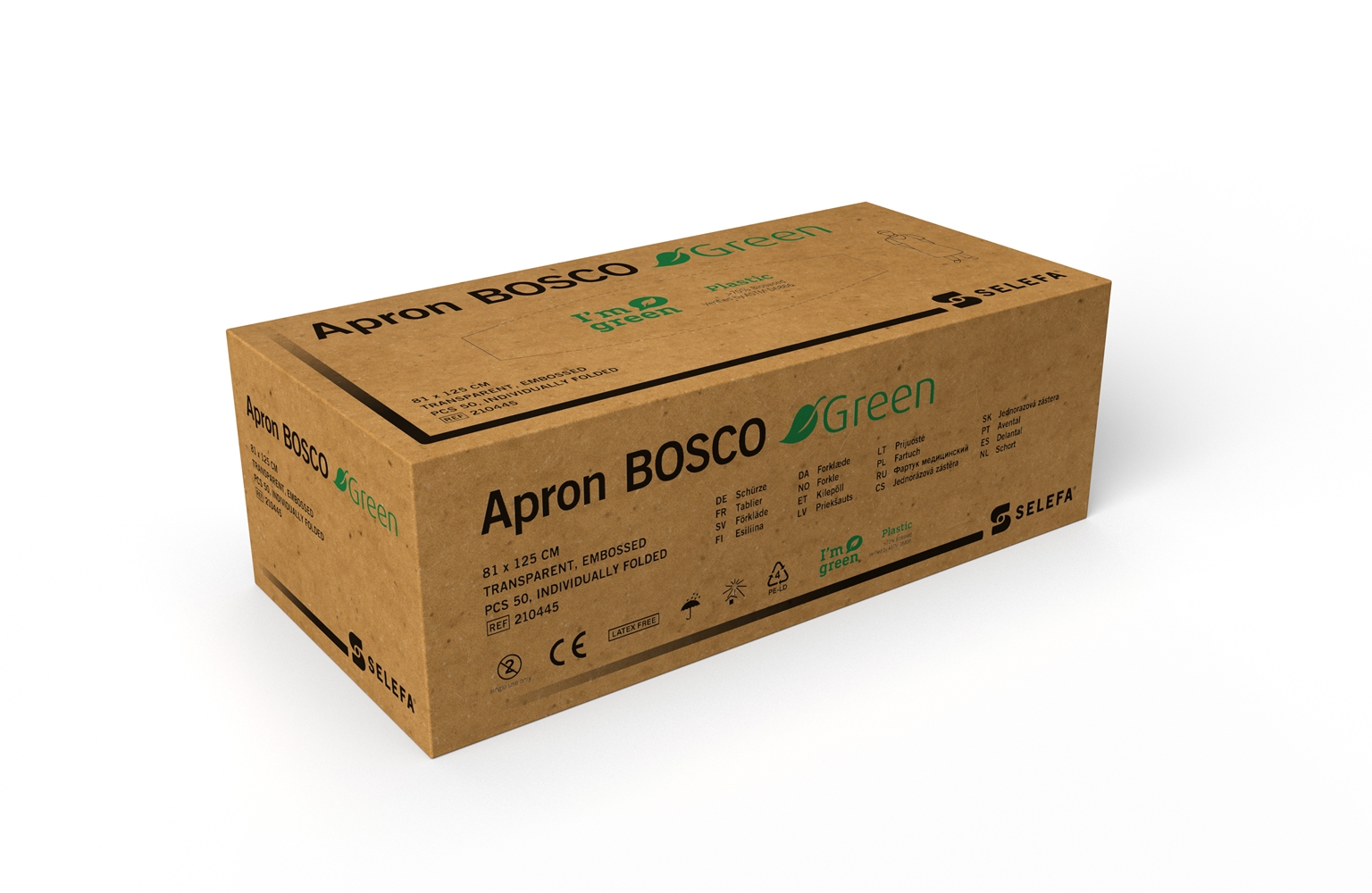 Bioförkläde engångs Selefa Bosco Green - 81x125cm Bosco Green dispkrt - 50 st/förp.