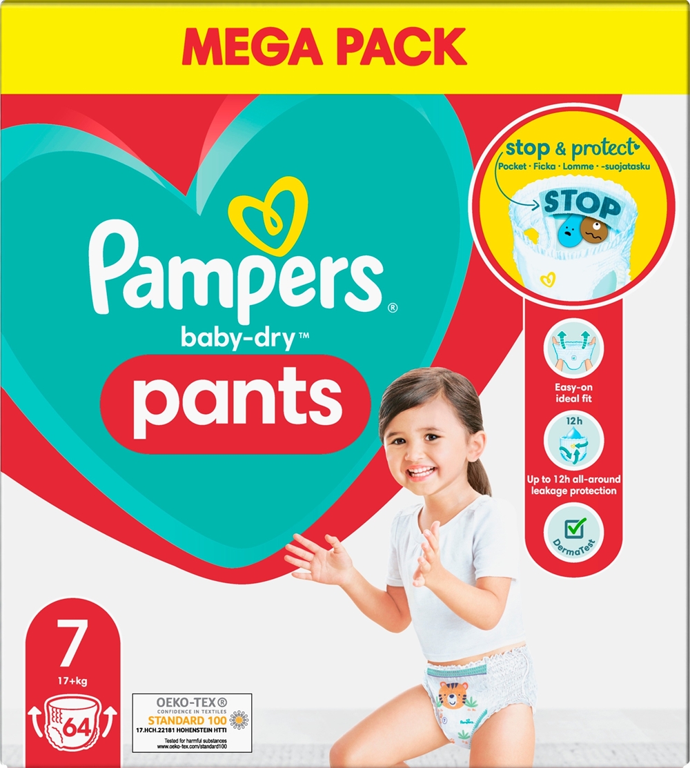 Byxblöja Pampers BabyDry Pants - S7 17+kg  - 64 st