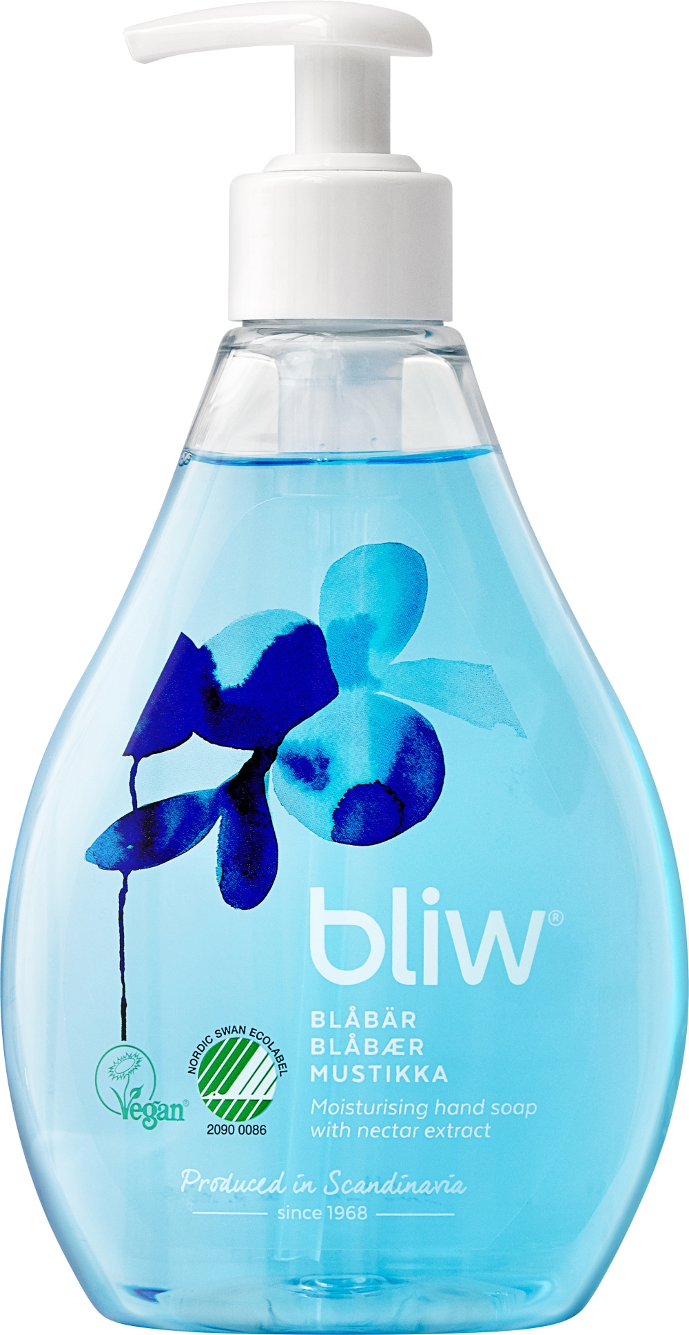 Tvål flytande Bliw - 300ml m pump pH8,7 blåbär - 8 st