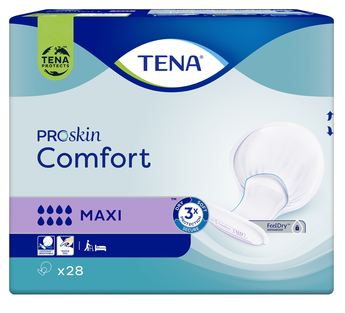 Inkontinensskydd för fixering i byxa - TENA Comfort Maxi andningsb - 56 st