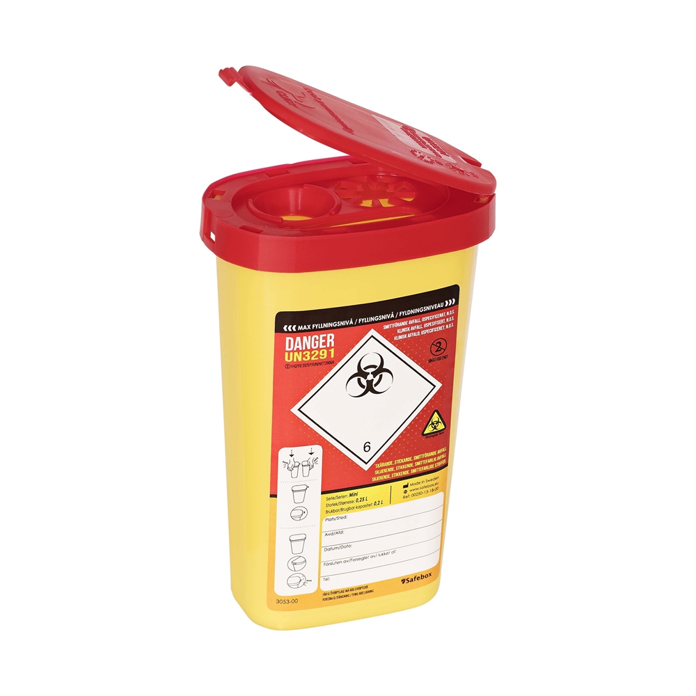Kanylburk SafeBox - 0,25L UN med etikett