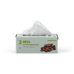 Plastpåse frys LLD, 3L 220x380mm 22my i dispenser - 2