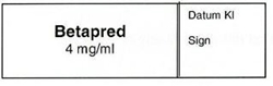 Sprutetikett Betapred 4mg/ml