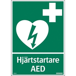 Skylt "Hjärtstartare"