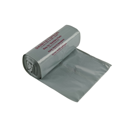 Sanitetspåse LLD-plast grå med tryck - 180/140x400mm 25my m tryck - 100 st