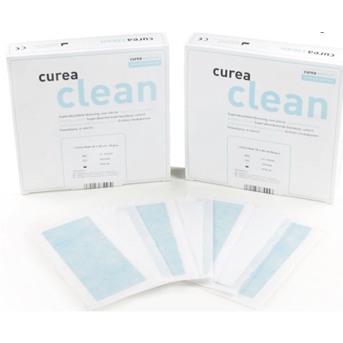 Superabsorberande förband Curea Clean - 10x10cm med spärrskikt - 80 st