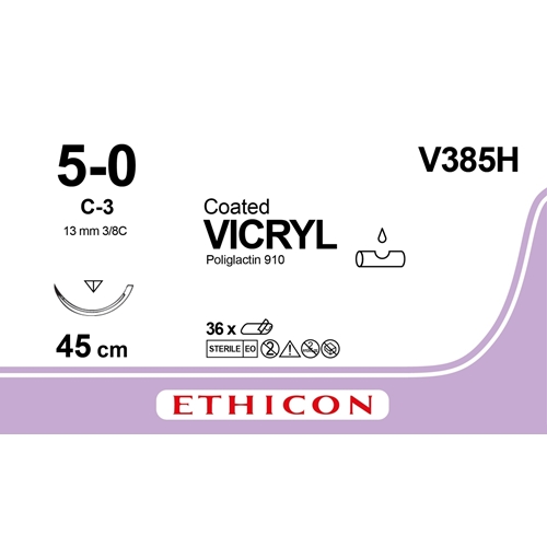 Sutur Vicryl 5-0 V385H - 45cm nål C3 - 36 st