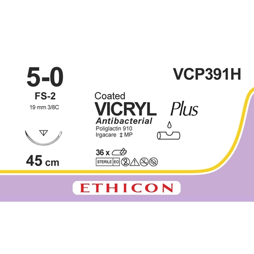 Sutur Vicryl Plus 5-0 VCP391H - 45cm violet nål FS-2 - 36 st