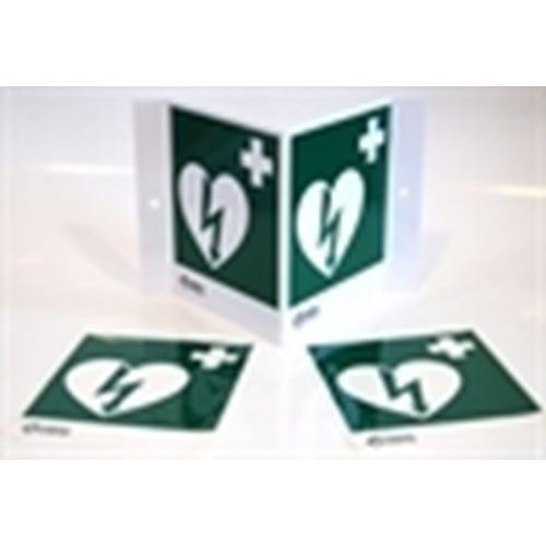 Skyltkit för AED - Vinklad plåtskylt, 2 dekaler