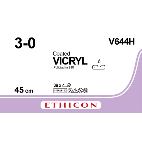 Sutur Vicryl 3-0 V644H - sutupak 3x45cm ofärgad - 36 st