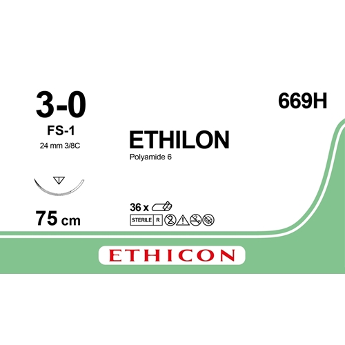 Sutur Ethilon 3-0 EH7795H - 75cm nål FS-1 - 36 st