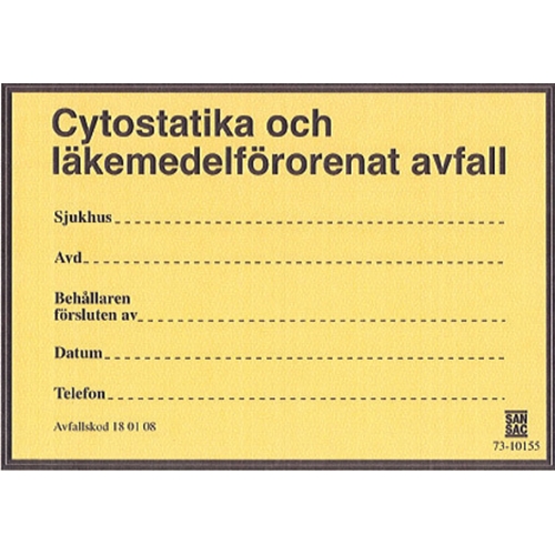 Etikett Cytostatika- och läkemedelsavfall - 105x150mm rle100