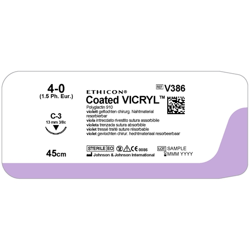 Sutur Vicryl 4-0 V386H - 45cm nål C-3 - 36 st