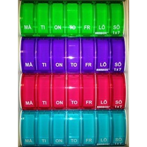 Doseringsask för medicin - Anabox 7x1 veckoask sort färg