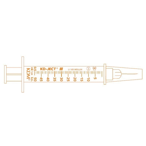 Insulinspruta+kanyl KD-Ject - 0,5ml 29G (0,33)x12,7mm - 100 st